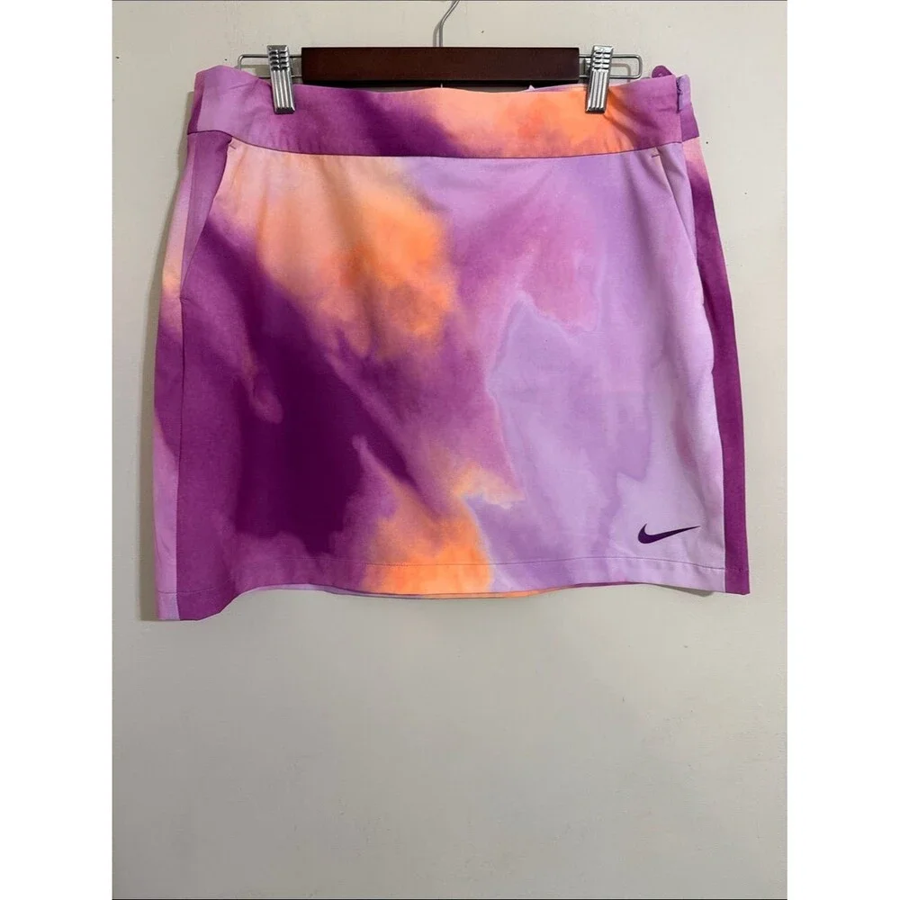 Nike Golf Women's Tie-Dye Athletic Skirt Purple Orange size 10 Pickleball Tennis